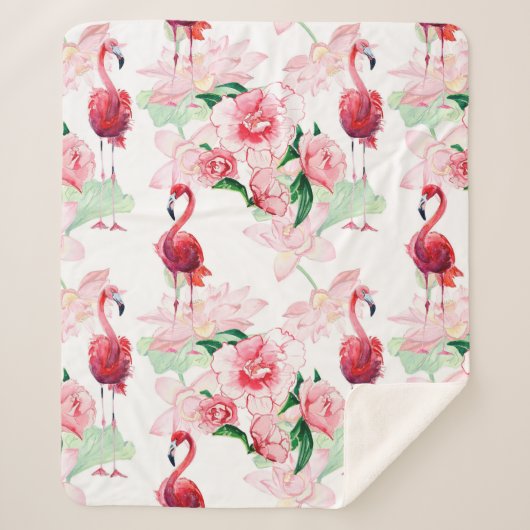 Couverture Sherpa Seamless pattern with pink flamingo (Devant)
