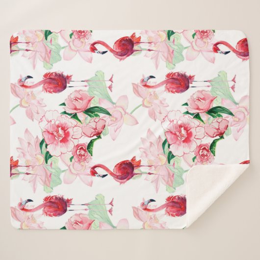 Couverture Sherpa Seamless pattern with pink flamingo (Devant (Horizontal))