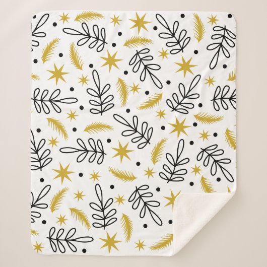 Couverture Sherpa Seamless pattern with snowflakes and fir branches. (Devant)