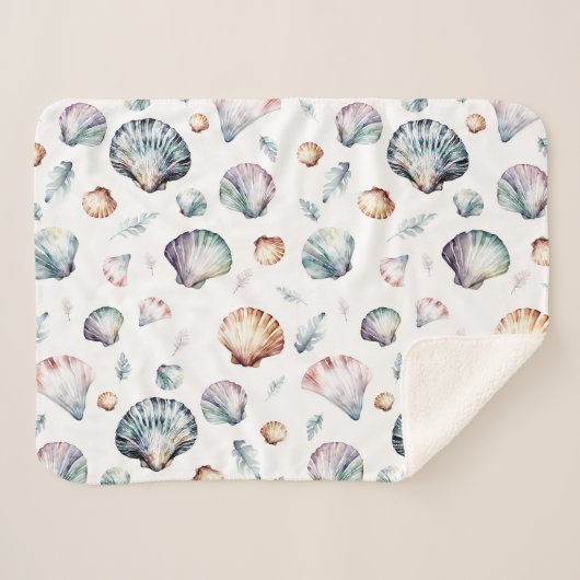 Couverture Sherpa Seashell Ocean Beach Sea Shell Design 358 (Devant (Horizontal))