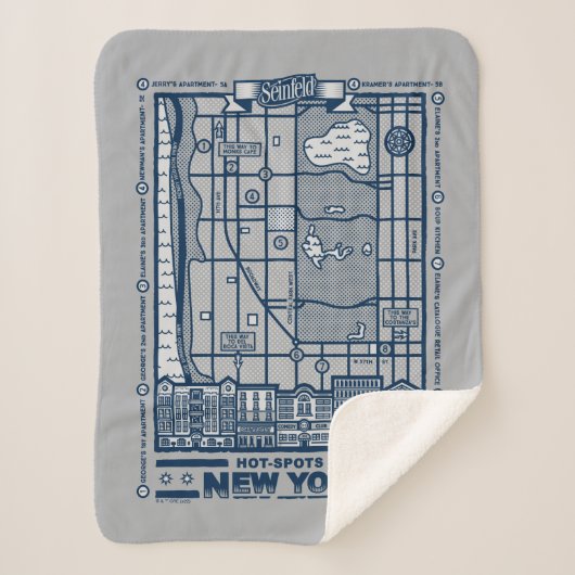 Couverture Sherpa Seinfeld | Points chauds de la carte de New York (Devant)