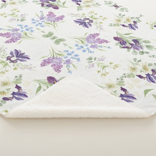 Couverture Sherpa Serene Watercolor Spring Bouquet Pattern (3/4)