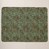 Couverture Sherpa Série Turquoise et Or Léopard Dessin 14 (Devant (Horizontal))