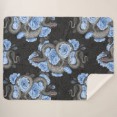 Couverture Sherpa Serpents et roses bleus (Devant (Horizontal))
