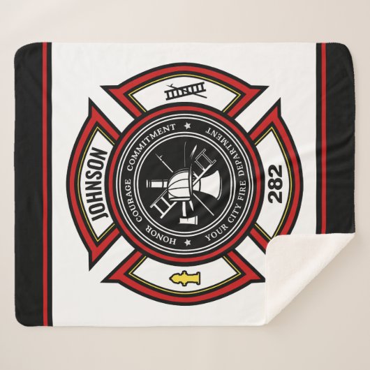 Couverture Sherpa Service d'incendie AJOUTER LE NOM Pompier Insigne  (Devant (Horizontal))