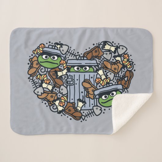 Couverture Sherpa Sésame Sésame | Oscar the Grouch Doodle Heart (Devant (Horizontal))