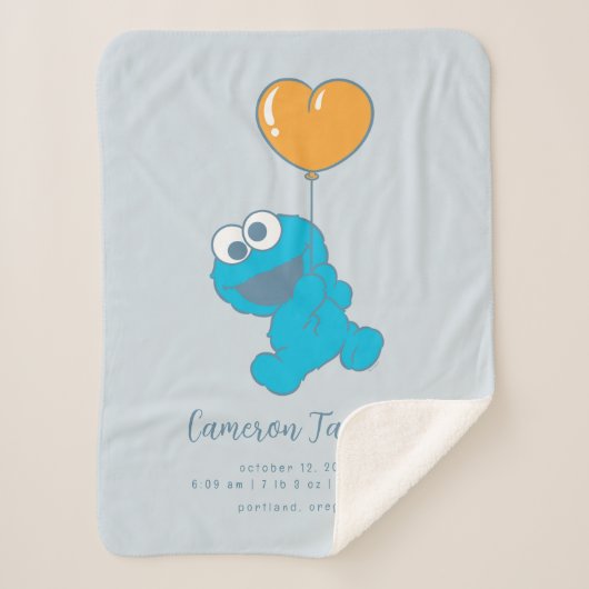 Couverture Sherpa Sesame Street Cookie Monster Baby Birth Statistiqu (Devant)