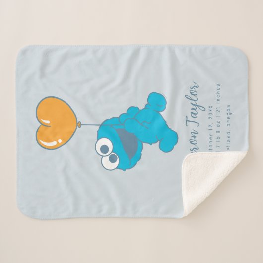 Couverture Sherpa Sesame Street Cookie Monster Baby Birth Statistiqu (Devant (Horizontal))
