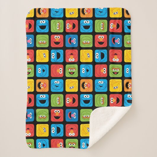 Couverture Sherpa Sesame Street Cubed Visages Motif (Devant)