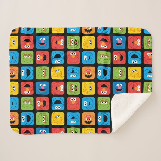 Couverture Sherpa Sesame Street Cubed Visages Motif (Devant (Horizontal))