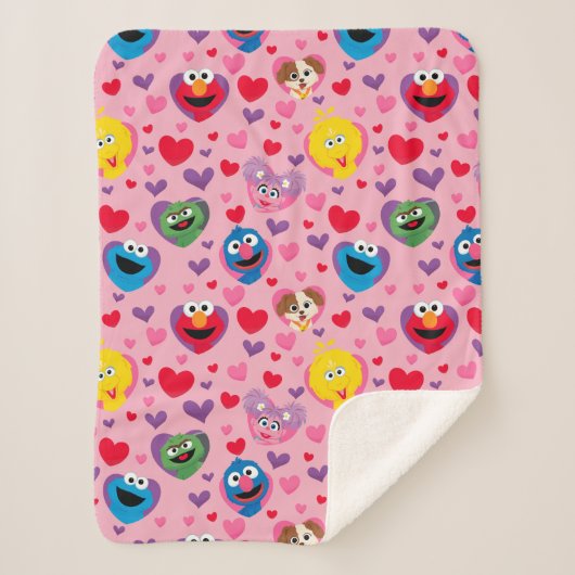 Couverture Sherpa Sesame Street Valentine Hearts Motif (Devant)