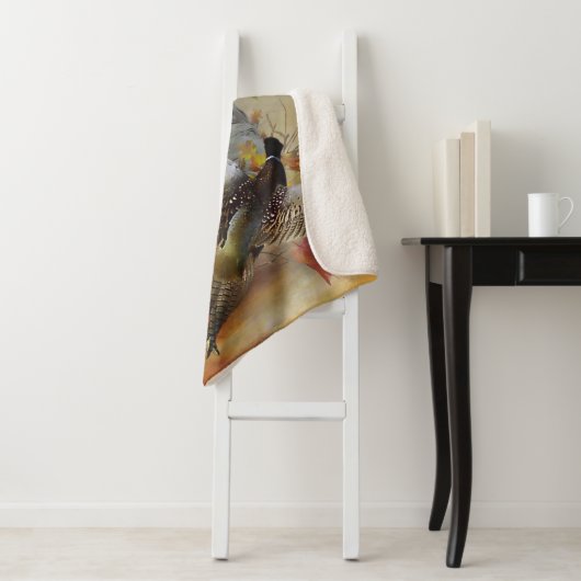 Couverture Sherpa Set anglais avec faisans, art (En situation)