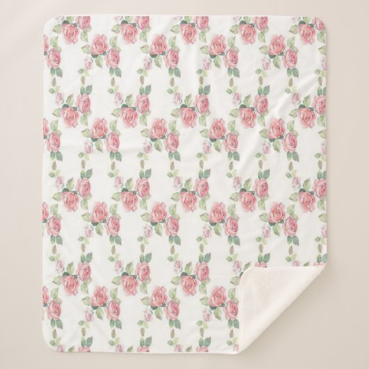 Couverture Sherpa Shabby Chic Rose Floral (Devant)