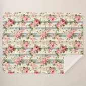 Couverture Sherpa Shabby Chic Roses Vintages (Devant (Horizontal))