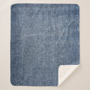 Couverture Sherpa Shabby denim : texture de jean bleu