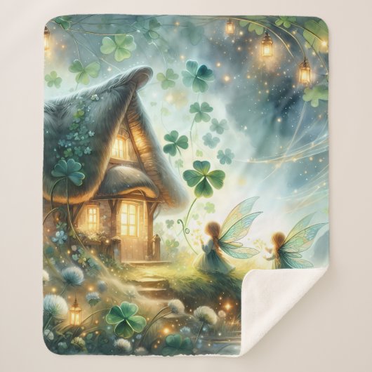 Couverture Sherpa Shamrock Fairy Cottage Glow (Devant)
