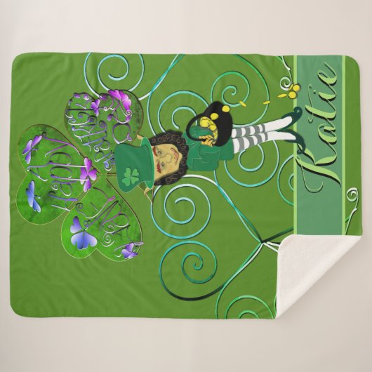 Couverture Sherpa Shamrock Leprechaun (Devant (Horizontal))
