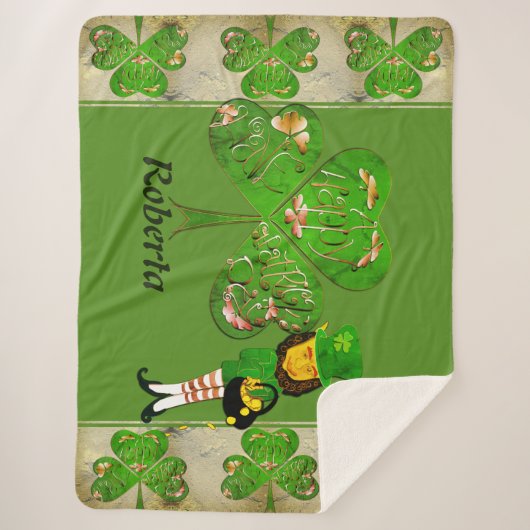 Couverture Sherpa Shamrocks et Leprechaun (Devant)