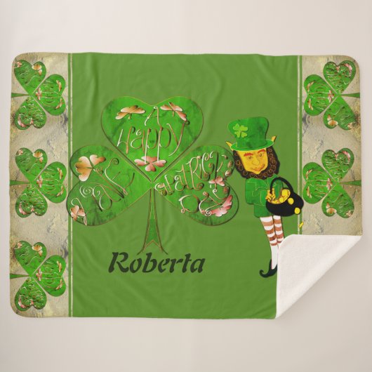 Couverture Sherpa Shamrocks et Leprechaun (Devant (Horizontal))