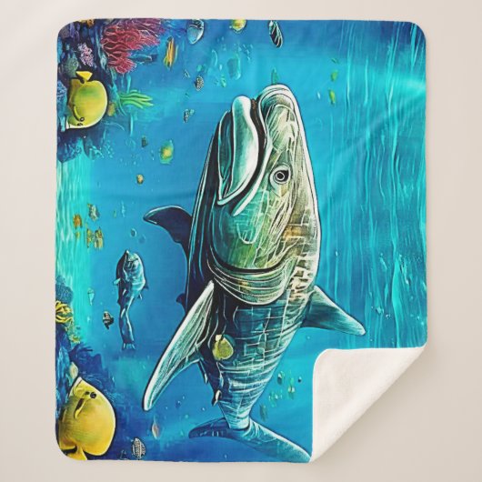 Couverture Sherpa Shark Ocean Predator Art (Devant)