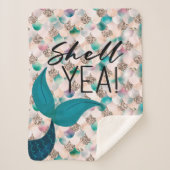 Couverture Sherpa Shell Yea Turquoise & Gold Glam Mermaid Queue & Sc (Devant)