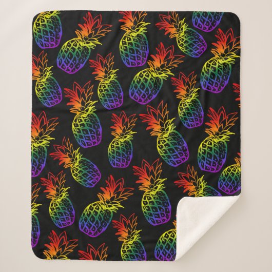 Couverture Sherpa Sherpa Blanket Ananas arc-en-ciel (Devant)
