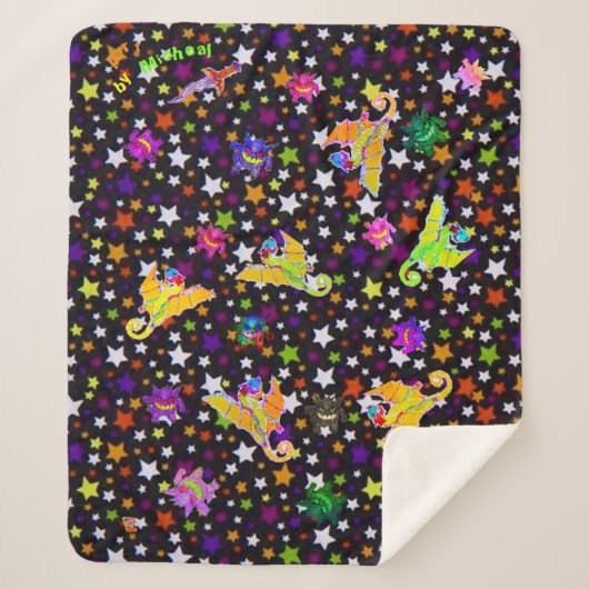 Couverture Sherpa Sherpa Blanket avec Micheals Dragons sur les étoil (Devant)