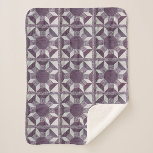 Couverture Sherpa Sherpa Blanket - Motif de courtepointe violet (Devant)