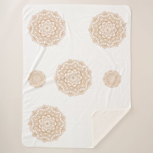 Couverture Sherpa Sherpa Blanket with Mandala Patterns in Soft Brown (Devant)