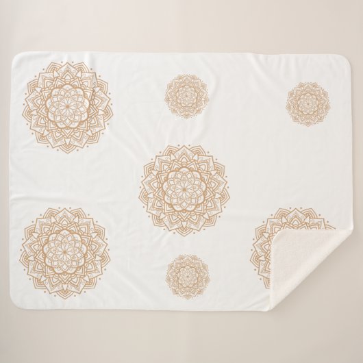 Couverture Sherpa Sherpa Blanket with Mandala Patterns in Soft Brown (Devant (Horizontal))
