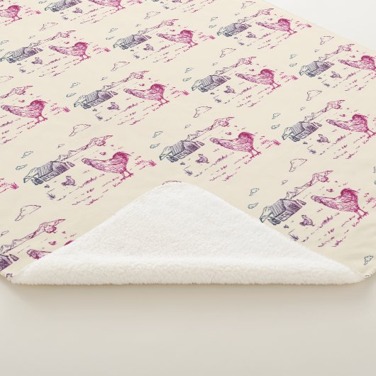 Couverture Sherpa Sherpa Throw-Medium Ivory Pink Purple Chicken Farm (3/4)