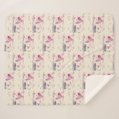 Couverture Sherpa Sherpa Throw-Medium Ivory Pink Purple Chicken Farm (Devant (Horizontal))