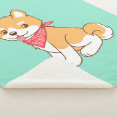 Couverture Sherpa Shiba Inu, chien coquelet mignon, en vert (3/4)