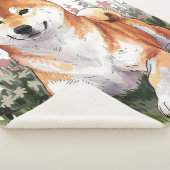 Couverture Sherpa Shiba Inu Chien Sherpa Blanket Design d'aquarelle (3/4)
