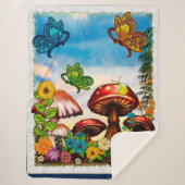 Couverture Sherpa Shroomvilla été Whimsical Imaginaire Art (Devant)