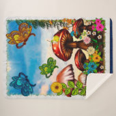Couverture Sherpa Shroomvilla été Whimsical Imaginaire Art (Devant (Horizontal))
