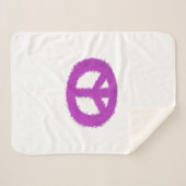 Couverture Sherpa Signe de Paix Violet (Devant (Horizontal))