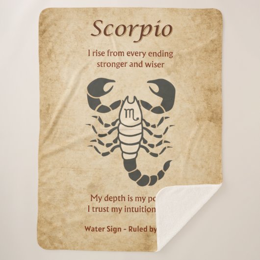 Couverture Sherpa Signe du zodiaque Scorpion avec affirmations (Devant)