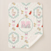 Couverture Sherpa Silencieux Goose Thème Jolie Oie rose Monogramme (Devant)