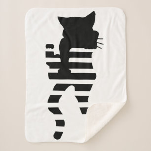 Couverture Sherpa Silhouette de chat noir