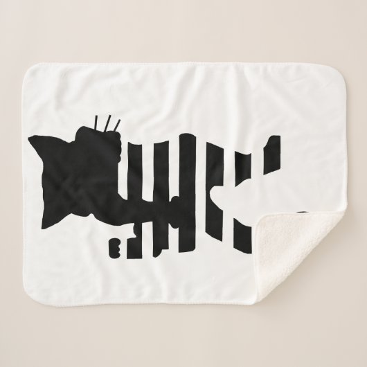 Couverture Sherpa Silhouette de chat noir (Devant (Horizontal))