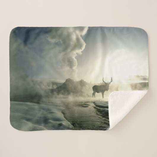 Couverture Sherpa Silhouette d'Elk au Castle Geyser (Devant (Horizontal))