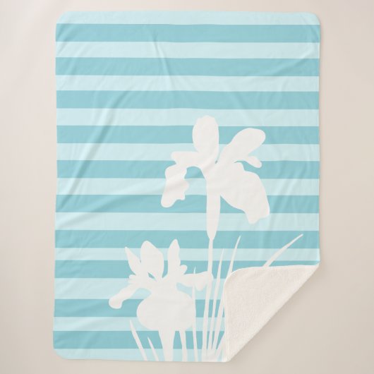Couverture Sherpa Silhouette des rayures et des fleurs d'Iris (Devant)