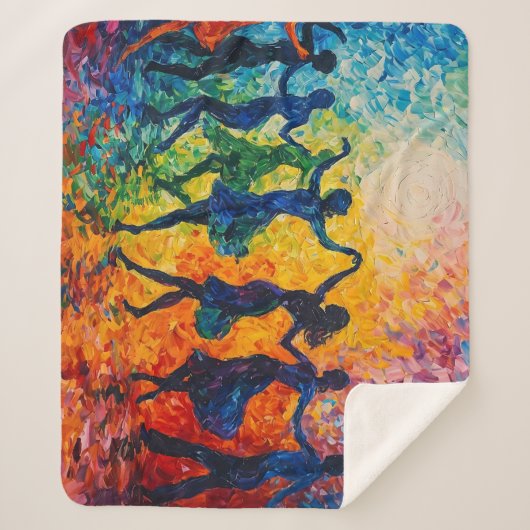 Couverture Sherpa Silhouettes colorées dansant (Devant)