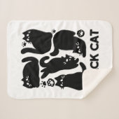 Couverture Sherpa Silhouettes de chat noir - Design Feline mignon (Devant (Horizontal))