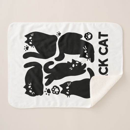 Couverture Sherpa Silhouettes de chat noir - Design Feline mignon (Devant (Horizontal))