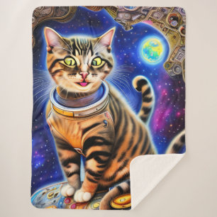 Couverture Sherpa Silly Cat in Space World Mème