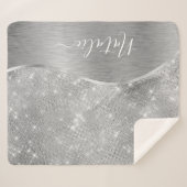 Couverture Sherpa Silver Glitter Glam Bling Personalized (Devant (Horizontal))