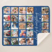 Couverture Sherpa Simple 25 Photo Collage Quote Family Name Blue (Devant (Horizontal))
