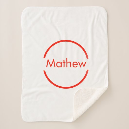 Couverture Sherpa simple cercle rouge ajouter votre nom lettre texte (Devant)